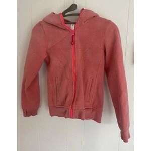 Lululemon Ivivva Hoodie Girls Sz 8 Scuba Sweatshirt Full Zip Pockets Yum Pink
